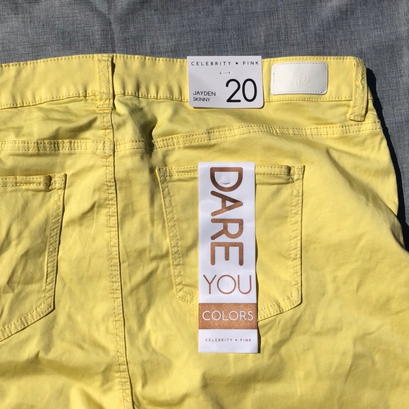 Celebrity Pink Jayden Yellow Skinny Pants Sz 14 16 - Picture 4 of 4